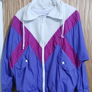 Gitano Activewear Purple Track Suit Y2K Nylon Colorblock Set Women's Sz Medium